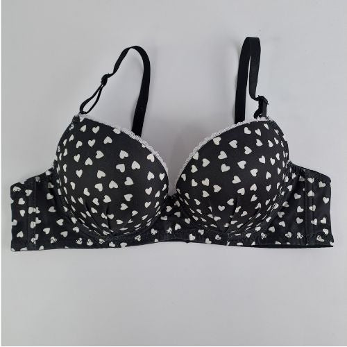 Nightee Nine - Hearts Printed Padded Bra and Panty Set