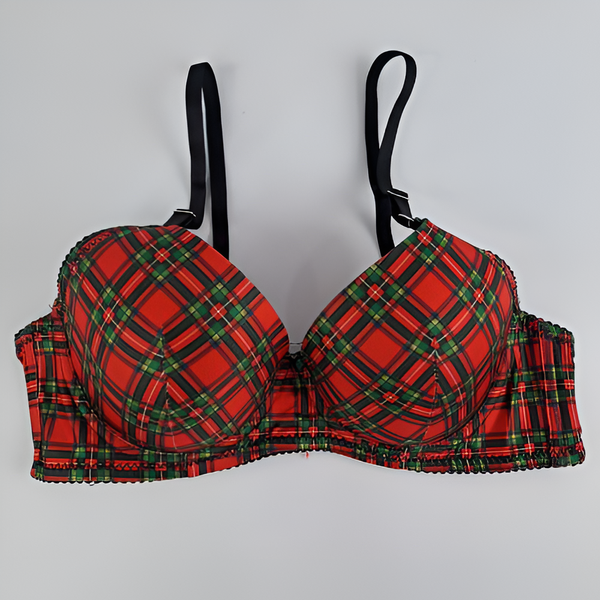 Nightee Nine -  Vintage Red & Green Plaid Bra & Panty