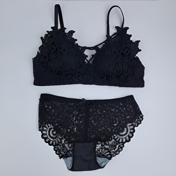 Nightee NIne - Embroidered Style Front Neck Design Bra And Panty Set