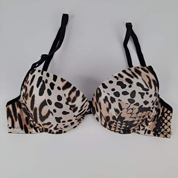 Nightee Nine - White Leopard Printed Push Up Bra For Women