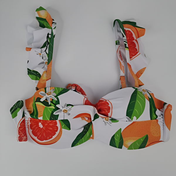 Nightee Nine - Leaf Fruit Print Pushup Bikini Set White