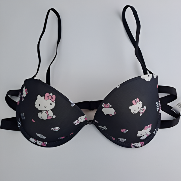 Nightee Nine - Hello Kitty Inspired Black Front Closure Bra and panty set