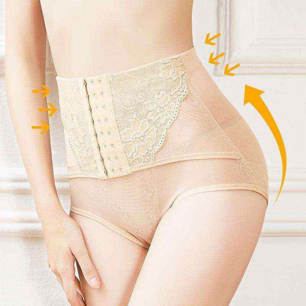 Nightee Nine - Border Corset High Waist Mesh Hip Lifting Briefs Breathed Body Shaping