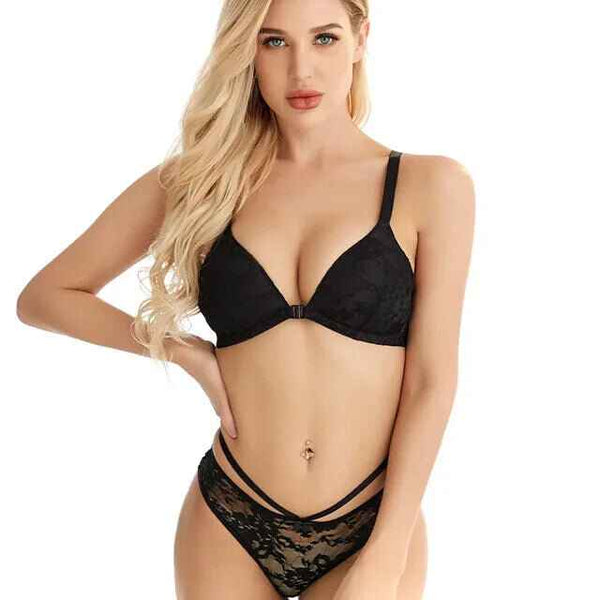 Nightee Nine - Front Open Padded Bra and Panty Set