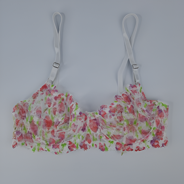 Nightee Nine - White Floral Non Padded Bra and Panty Set